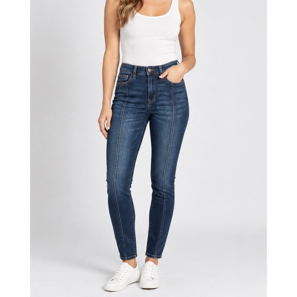 Judy Blue Womens 5/27 Skinny Jeans Dark Wash Front Seam Stretch High Rise Denim